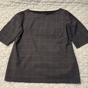 Banana Republic Gray Blouse with Boat Neck and 3/4 Sleeves